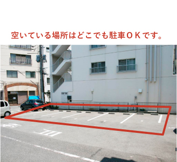 空いている場所はどこでも駐車OKです。